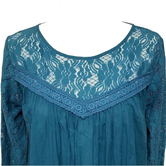 WINTER Lennon Turquoise Sheer Lace Crochet Tunic - Picture 2 of 8